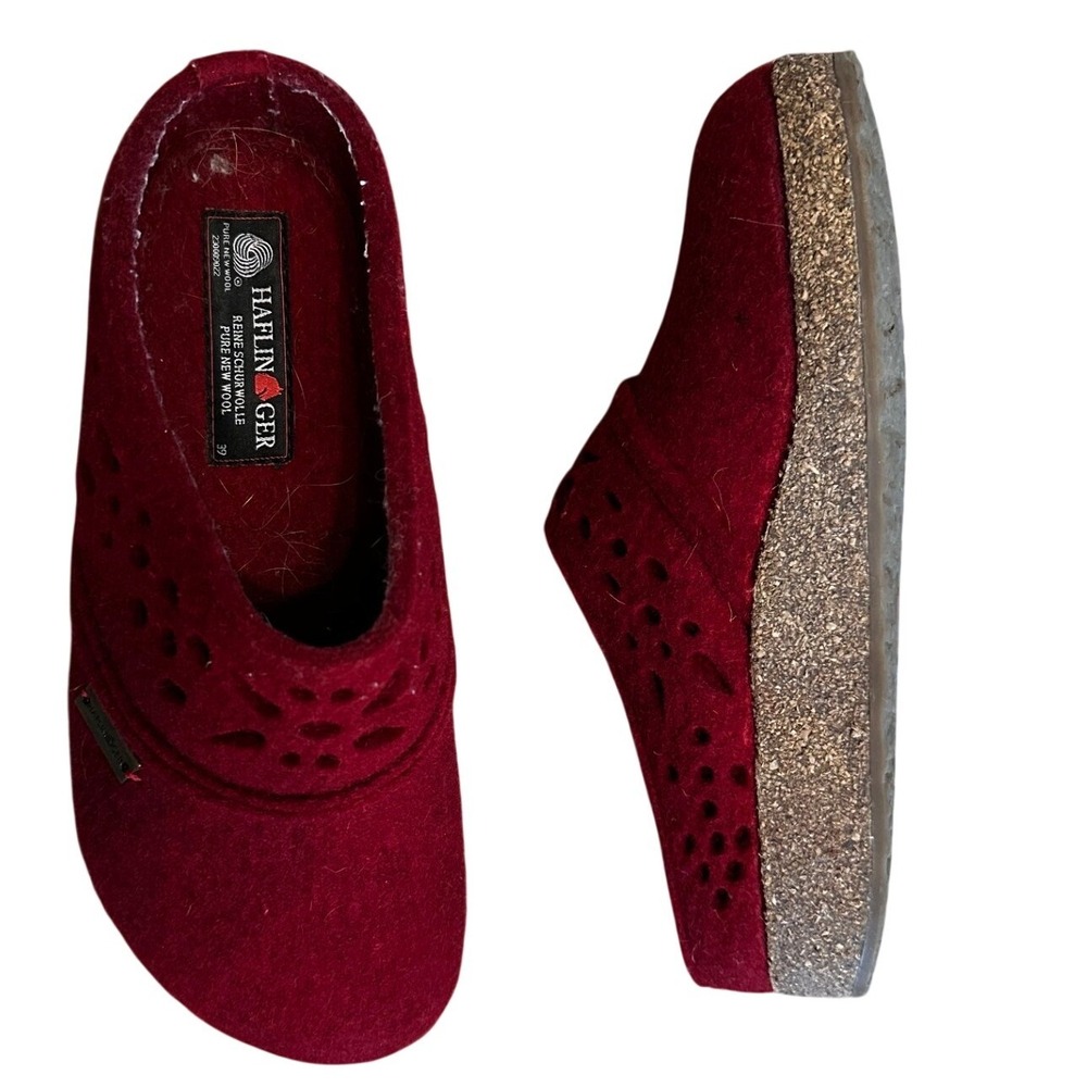 Haflinger Red Wool Felt Clogs Women's EU 39 - Picture 2 of 4
